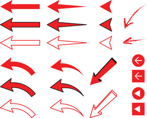 Red arrow vector illustrations red directional icons