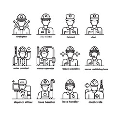 Collection of Essential Service Worker Icons silhouette vector illustration on white background