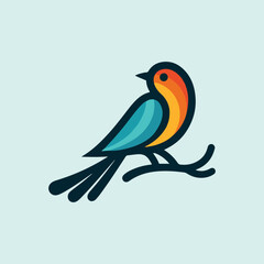 Obraz premium Cute blue and yellow parrot on a tree branch, a vibrant vector illustration of a tropical bird in nature