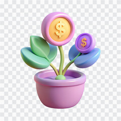3D Pastel Money Plant PNG | Indoor Plant Icon, Home Decor, Prosperity Symbol