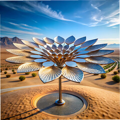 solar panel shaped like flower petals blooming in