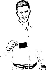 Business man giving green card