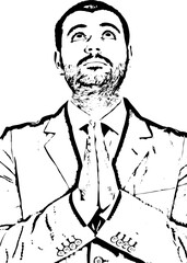 Business man praying and wishing