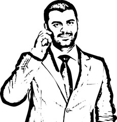 Smiling business man by cell phone