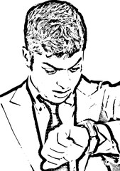 Amazed business man with watch