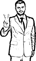 Business man showing victory