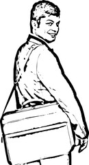 Happy buisiness man going to job