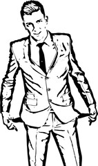 Business man showing empty pockets