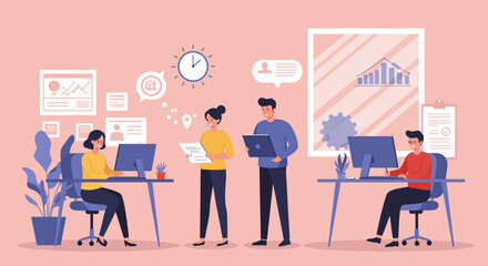 Team of Professionals Working Together in Modern Office.