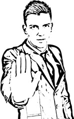 Business man  showing stop hand