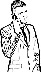 Smiling executive  man by phone mobile