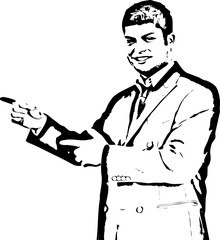 Business man indicate to copy space