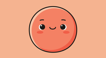 Cute Cartoon Character with Smiling Face and Blush.