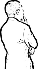 Back of business man thinking