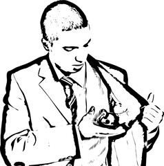 Business man with piggybank