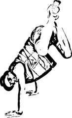Break dancer with legs in the air