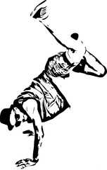 Break dancer with legs in the air