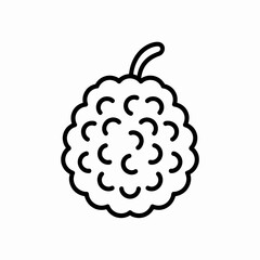 Stylized black and white line drawing of a mulberry isolated on white background