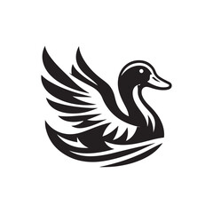Obraz premium Stylized black and white tribal tattoo design of a majestic duck with spread wings