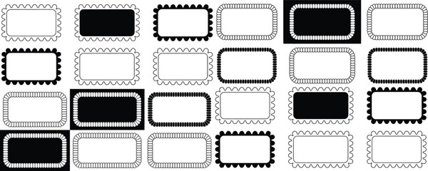 Rectangular frames with decorative borders and scalloped edges vector