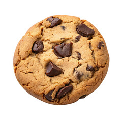 Realistic chocolate chip cookie isolated on transparent background, perfect for food packaging, advertisements, or bakery designs