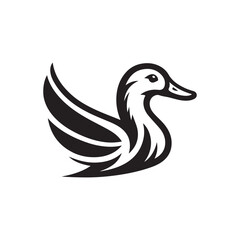 Fototapeta premium Stylized black and white duck silhouette with textured wings and body