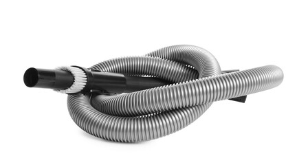 Vacuum cleaner brush and hose on white background