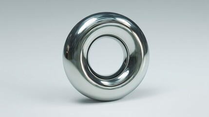 Chrome Metal Ring Abstract 3D Render.