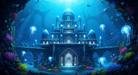 The Majestic Underwater Kingdom: A Vision of Atlantis with Jellyfish
