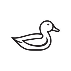 Fototapeta premium Simple outline drawing of a mallard duck in profile on a white background