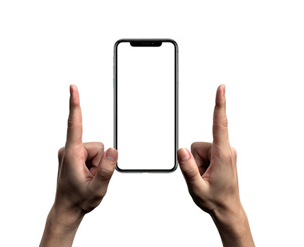 Hands hold a smartphone, screen facing viewer