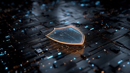 Cyber Security Shield with Digital Protection, and Tech Background.