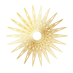 Gold Sun Star Ray Outline Icon. Vintage Wedding Card Invitation Decorative Element Symbol. Astrology Tattoo Style/ Aesthetic Elegant Golden Gradient Star Symbol. 