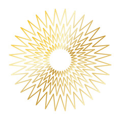 Gold Sun Star Ray Outline Icon. Vintage Wedding Card Invitation Decorative Element Symbol. Astrology Tattoo Style/ Aesthetic Elegant Golden Gradient Star Symbol. 