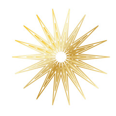 Gold Sun Star Ray Outline Icon. Vintage Wedding Card Invitation Decorative Element Symbol. Astrology Tattoo Style/ Aesthetic Elegant Golden Gradient Star Symbol. 