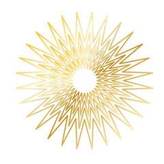 Gold Sun Star Ray Outline Icon. Vintage Wedding Card Invitation Decorative Element Symbol. Astrology Tattoo Style/ Aesthetic Elegant Golden Gradient Star Symbol. 