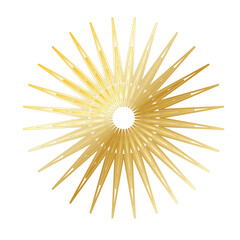 Gold Sun Star Ray Outline Icon. Vintage Wedding Card Invitation Decorative Element Symbol. Astrology Tattoo Style/ Aesthetic Elegant Golden Gradient Star Symbol. 