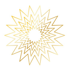 Gold Sun Star Ray Outline Icon. Vintage Wedding Card Invitation Decorative Element Symbol. Astrology Tattoo Style/ Aesthetic Elegant Golden Gradient Star Symbol. 