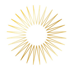 Gold Sun Star Ray Outline Icon. Vintage Wedding Card Invitation Decorative Element Symbol. Astrology Tattoo Style/ Aesthetic Elegant Golden Gradient Star Symbol. 