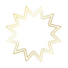 Gold Sun Star Ray Outline Icon. Vintage Wedding Card Invitation Decorative Element Symbol. Astrology Tattoo Style/ Aesthetic Elegant Golden Gradient Star Symbol. 