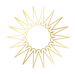Gold Sun Star Ray Outline Icon. Vintage Wedding Card Invitation Decorative Element Symbol. Astrology Tattoo Style/ Aesthetic Elegant Golden Gradient Star Symbol. 