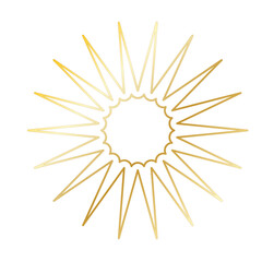 Gold Sun Star Ray Outline Icon. Vintage Wedding Card Invitation Decorative Element Symbol. Astrology Tattoo Style/ Aesthetic Elegant Golden Gradient Star Symbol. 
