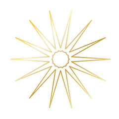 Gold Sun Star Ray Outline Icon. Vintage Wedding Card Invitation Decorative Element Symbol. Astrology Tattoo Style/ Aesthetic Elegant Golden Gradient Star Symbol. 