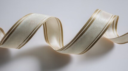 Elegant Gold Striped Ribbon Swirl Design.