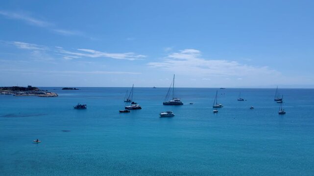 Aerial View Sardinia Cala Pira Beach Boats