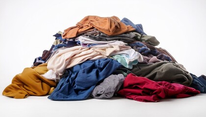 pile of dirty laundry isolated on white background