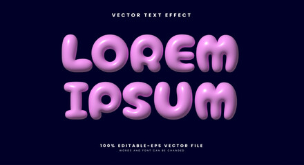 Lorem Ipsum 3d pink Inflated Style editable text effect Template