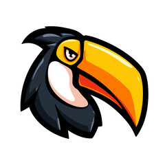 Naklejka premium Colorful toucan illustration featuring vibrant beak and detailed feathers in a cartoon style