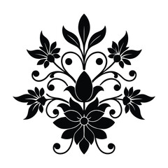 Elegant Black Floral Design  Perfect for Textile Prints