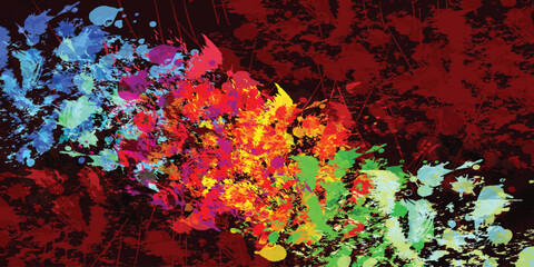 Multicolor grunge blood splash space on wall, art paint concept, abstract vector illustration design background